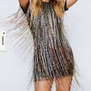 Beautiful fringe sequin dress. Says size 6 fits like size 2